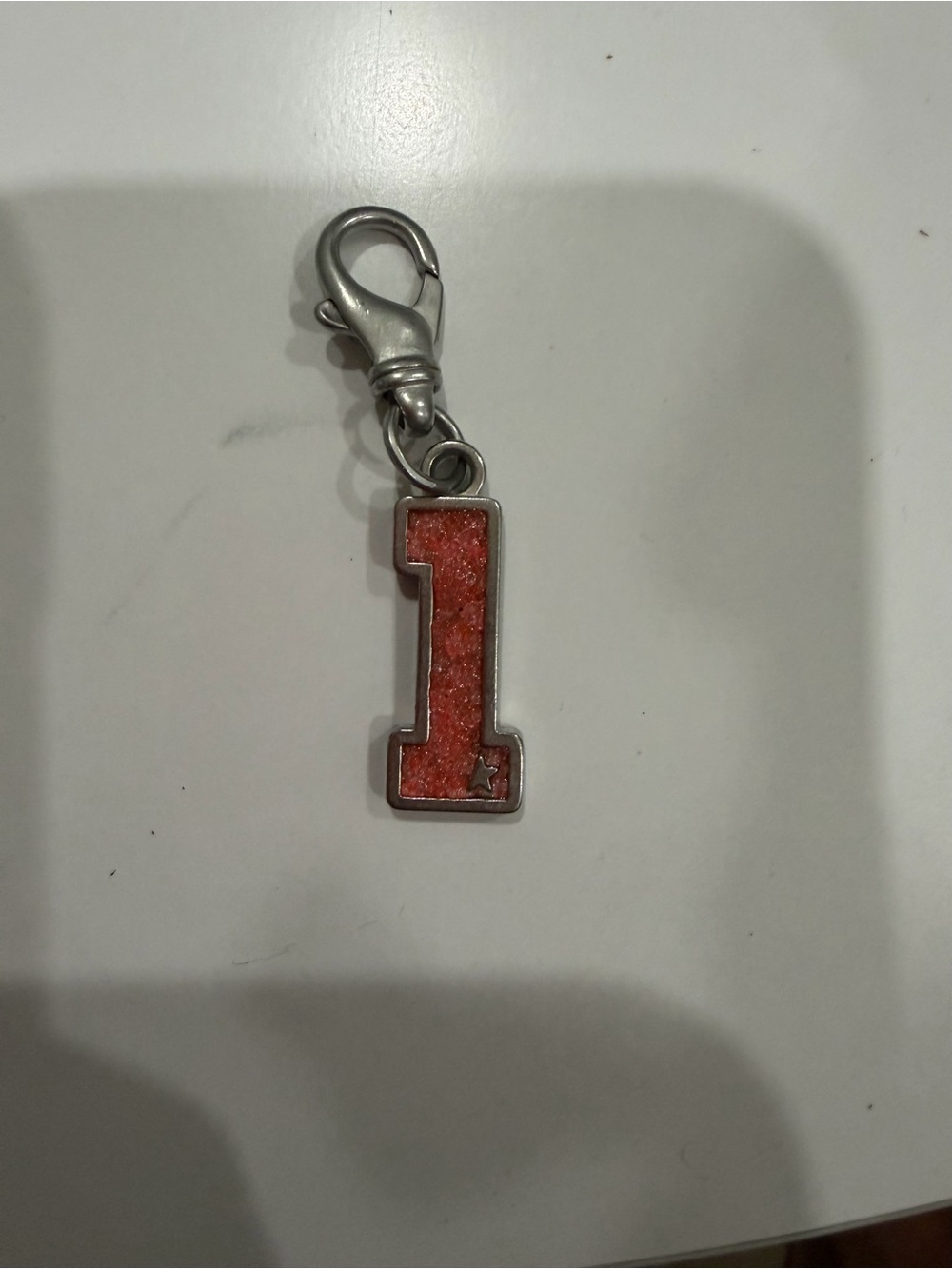 Golden Goose Number 1 Charm Pendant in Orange Glitter